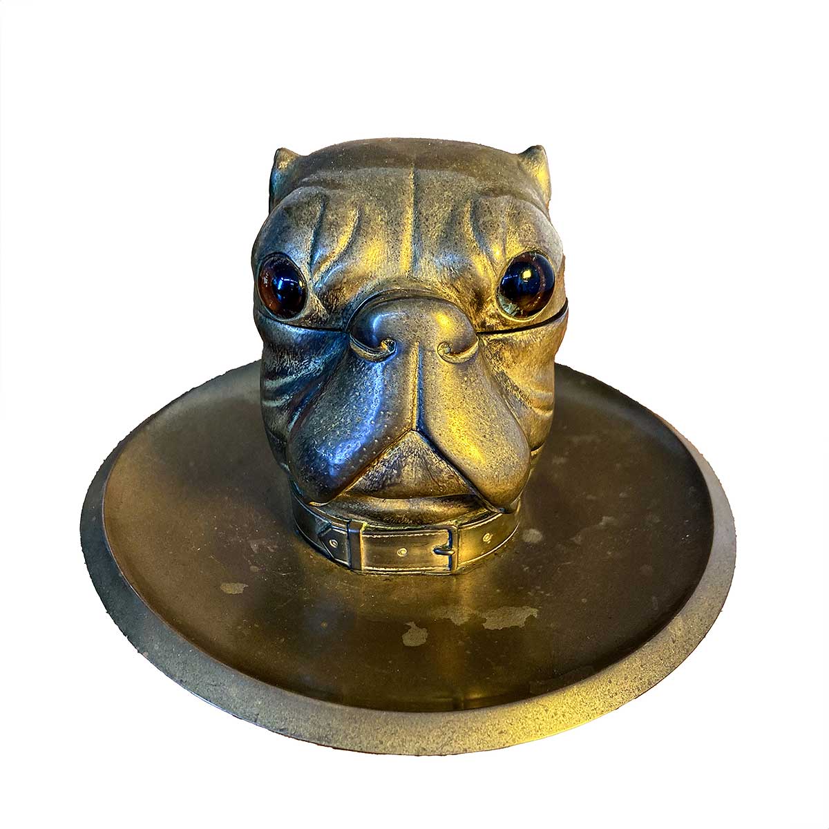 SOLD Brass Ink Well In The Form Of A Bulldogs Head Circa. 1880