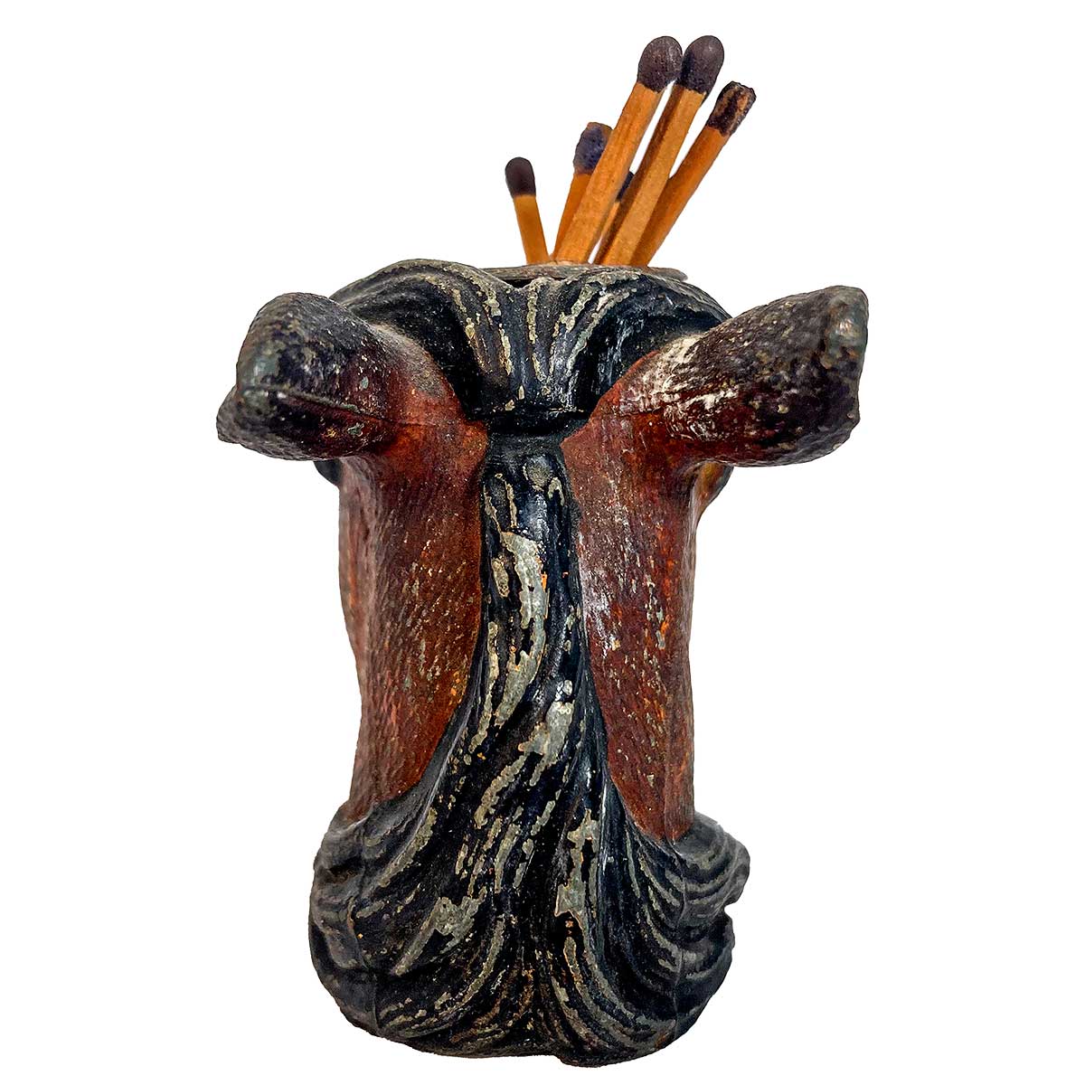 Cold Painted Spelter Match Holder in the Form of a Horses Head Circa. 1890