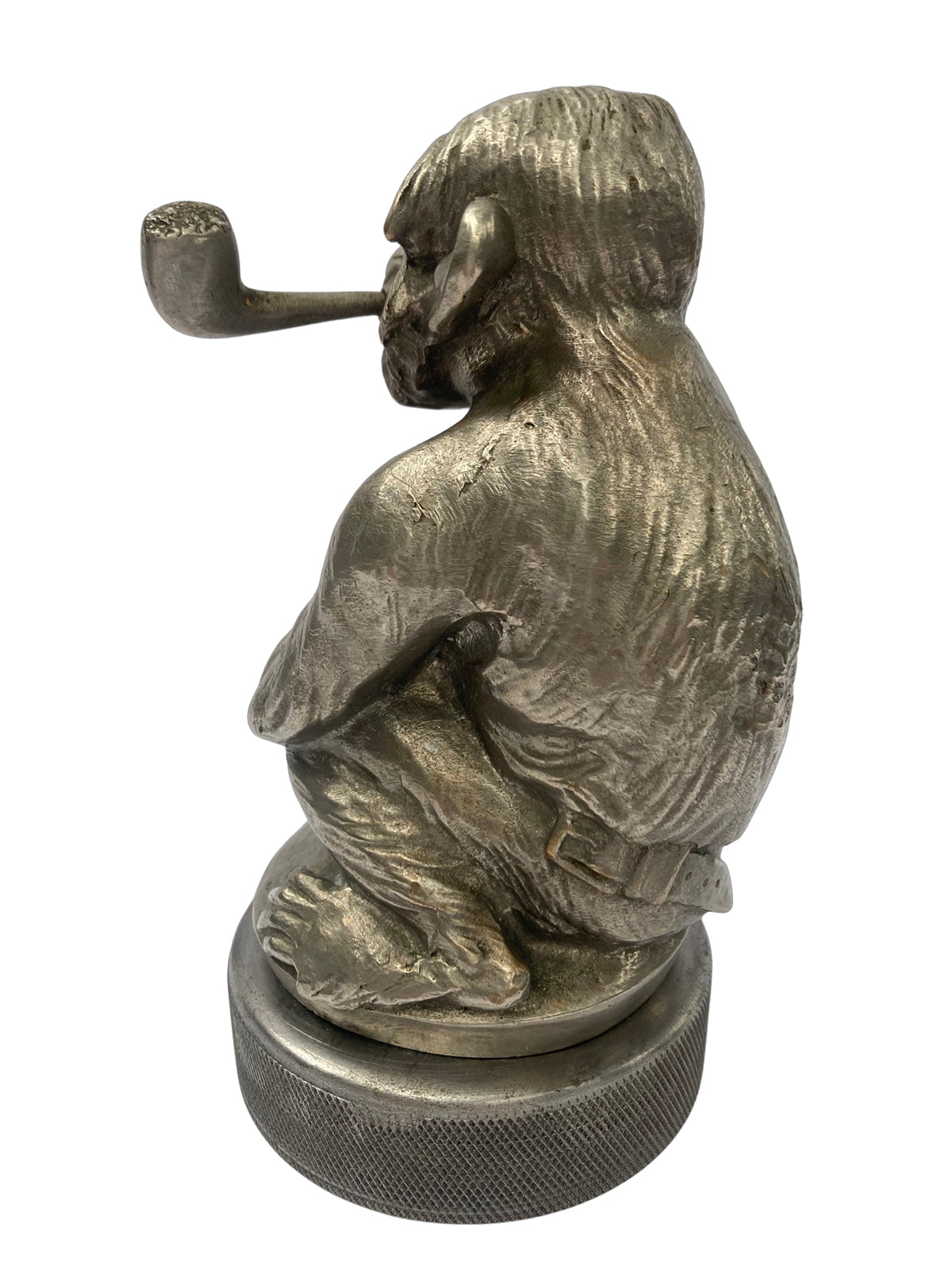 Bronze Car Mascot In The Form of A Monkey Smoking A Pipe Circa, French Circa. 1925