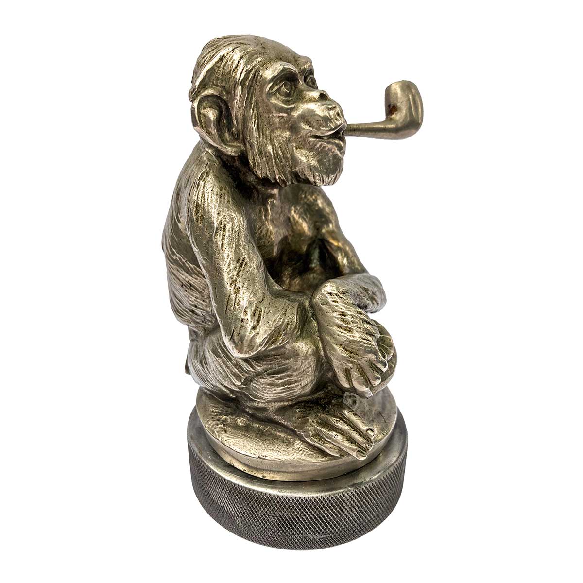 Bronze Car Mascot In The Form of A Monkey Smoking A Pipe Circa, French Circa. 1925