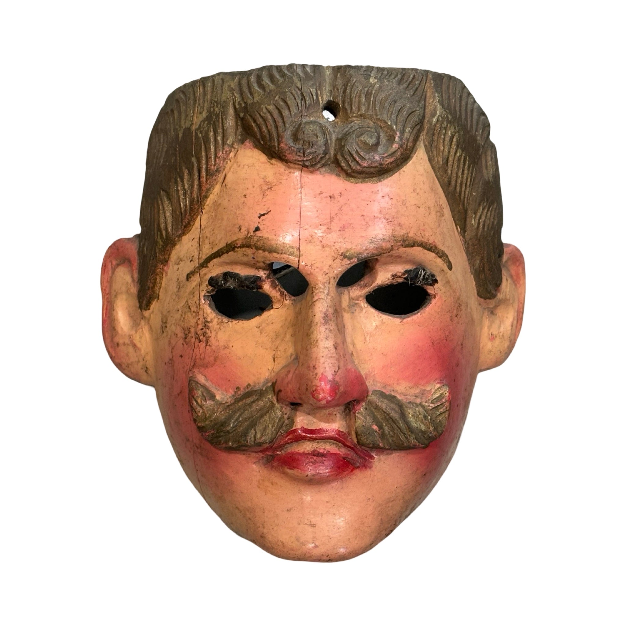 Carved Wood Polychrome Dance Mask.  Early 20th C.