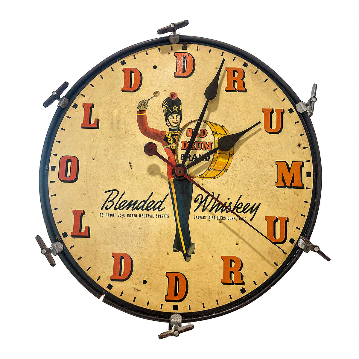 Old Drum Whiskey Advertising Wall Clock