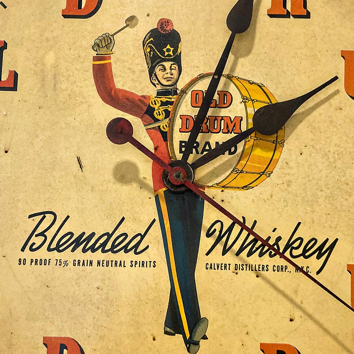 Old Drum Whiskey Advertising Wall Clock